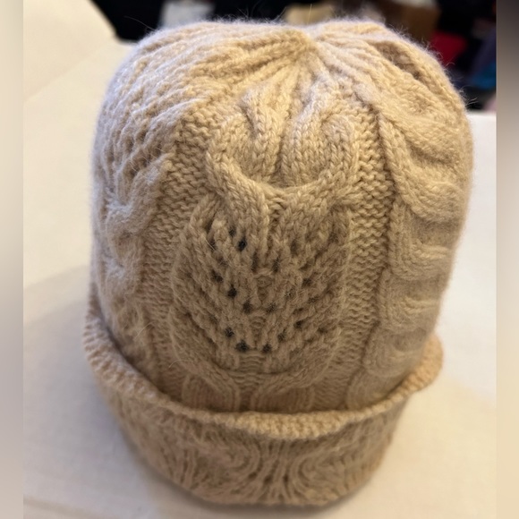 RALPH LAUREN RLL WOOL BLEND CROCHET CAP BEANIE - BEIGE - EUC - Picture 4 of 6